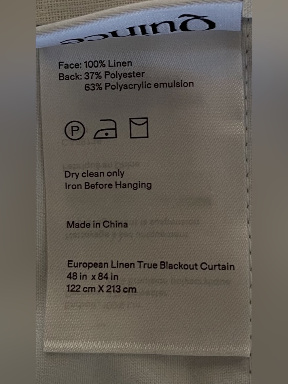 NWOT Quince European Linen True Blackout Curtain - Single Panel (White) 48 X 84 - Picture 5 of 7